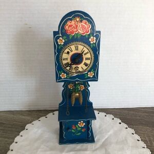 Vtg Miniature Hand Painted Grandfather Clock